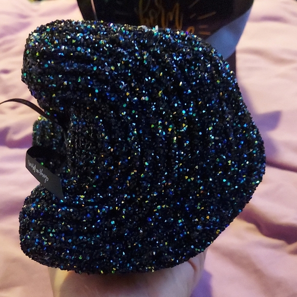 Black Crystal Decorative Teddy Bear  With Hints Of Blue And Purple Sparkles! - Picture 12 of 13
